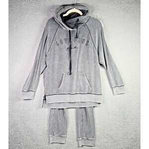 Pink Victoria Secret Love Pink Gray Hoodie Pants Set Cozy Pullover Loungewear